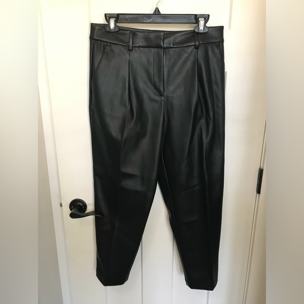Loft Black Faux Leather Petite Pants